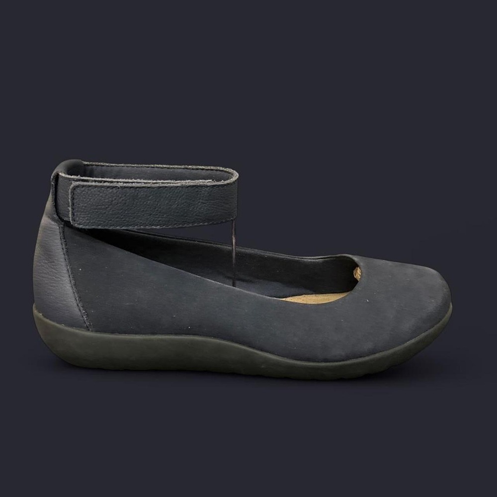 Clarks Medora Nina Navy Blue Suede Leather Mary Jane Ballet Flats Womens 7 W
